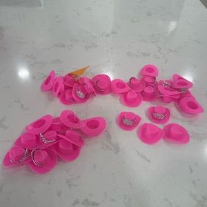 Mini plastic pink cowboy princess hats